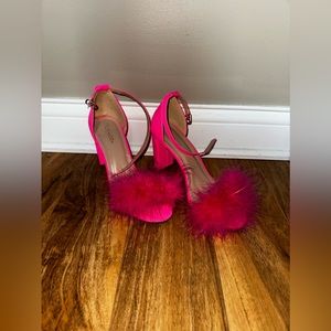 Pink Feathered heels